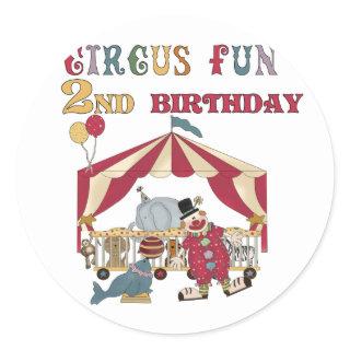 Circus Fun 2nd Birthday Tshirts and Gifts Classic Round Sticker