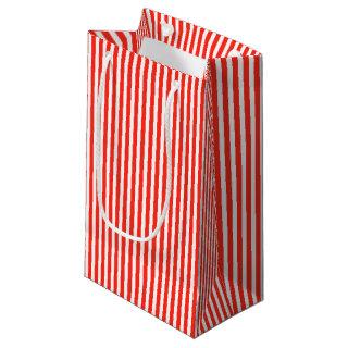 Circus Red and White Cabana Stripes Small Gift Bag