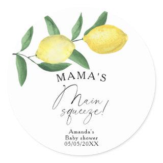 Citrus Lemon - Mama's main squeeze baby shower Classic Round Sticker