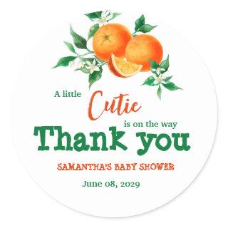 Citrus Little Cutie Botanical Orange Baby Shower C Classic Round Sticker