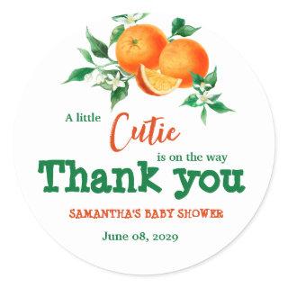 Citrus Little Cutie Botanical Orange Baby Shower C Classic Round Sticker