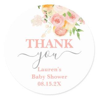 Citrus pink Baby Shower Classic Round Sticker