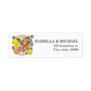 Citrus Watercolor Botanical Wedding Address Label