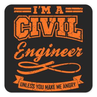 Civil Engineer Funny Engineering Graduation Degree Square Sticker