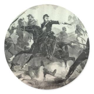 Civil War cavalry attack Classic Round Sticker