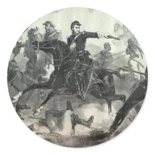 Civil War cavalry attack Classic Round Sticker