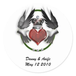 claddagh heart engagement classic round sticker