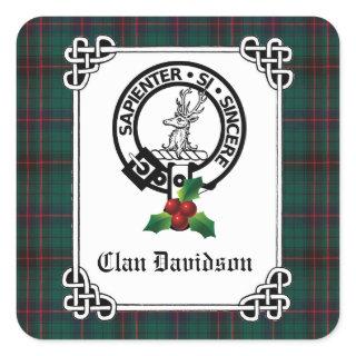 Clan Davidson Crest Badge & Tartan Holiday  Square Sticker
