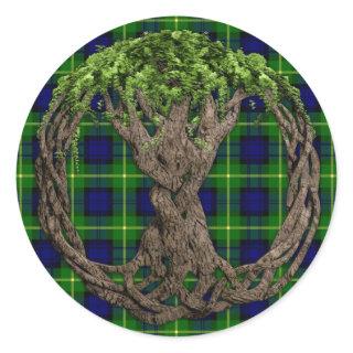 Clan Gordon Tartan And Celtic Tree Of Life Classic Round Sticker