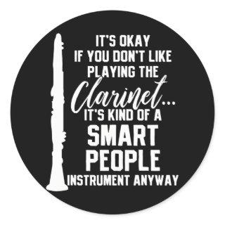 Clarinet Player Music Instrument Funny Classic Round Sticker