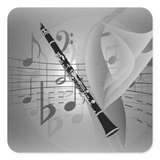 Clarinet with Musical Accents Square Sticker