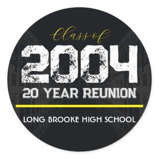 Class of 2004 Year High School Reunion Black  Classic Round Sticker