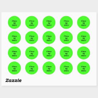 Class Of 2021 Custom Neon Green Graduation Party Classic Round Sticker