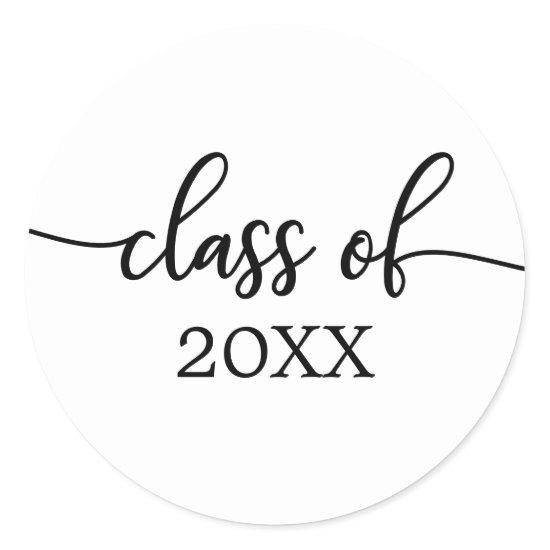 Class of 2021 Simple Chic Calligraphy Classic Round Sticker
