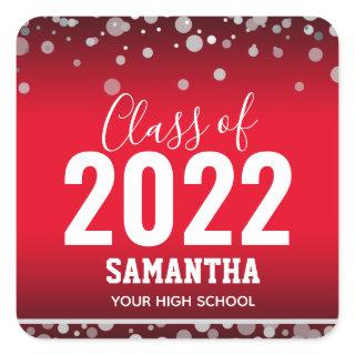 Class of 2022 Graduation Name and School Square Sticker