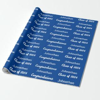 Class of 2024 Blue White Congratulations Grad Name
