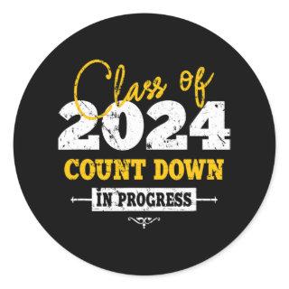 Class Of 2024 Count Down Fun Grad 2022 First Day J Classic Round Sticker