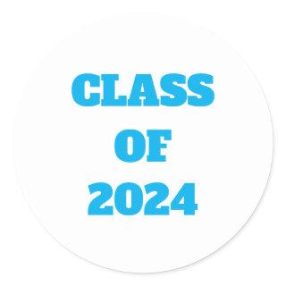 Class Of 2024 Custom Year Boys Girls Blue Color Classic Round Sticker