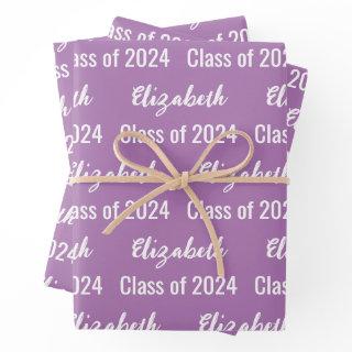 Class of 2024 Graduate's Name Lavender and White  Sheets