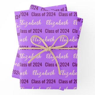 Class of 2024 Graduate's Name Pale Purple  Sheets