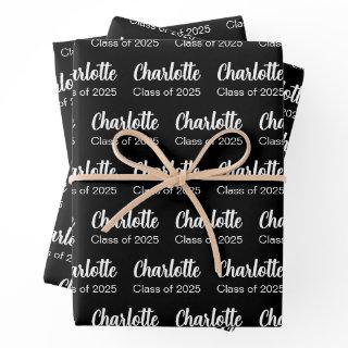 Class of 2025 Black White Graduate Name Pattern  Sheets