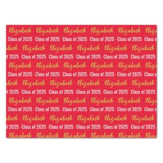 Class of 2025 Grad's Name Red Black White Gold Tissue Paper