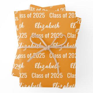 Class of 2025 Graduate Name Royal Orange and White  Sheets