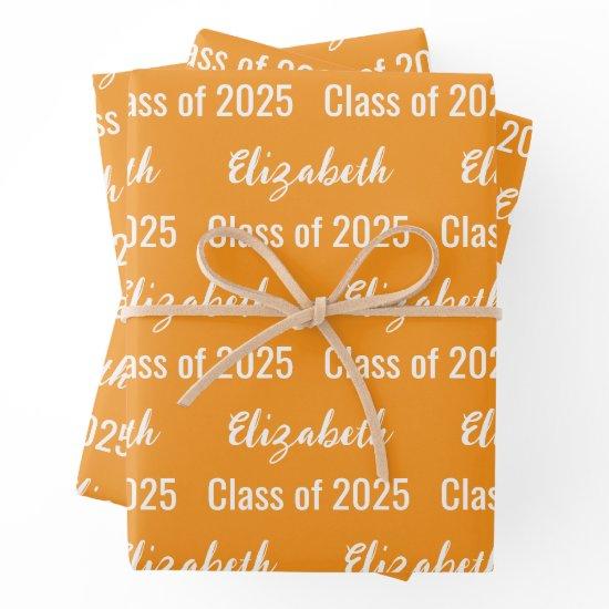 Class of 2025 Graduate Name Royal Orange and White  Sheets