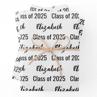 Class of 2025 Graduate's Name White and Black  Sheets