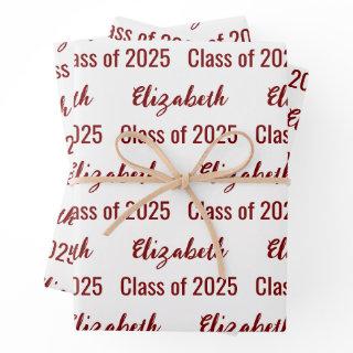 Class of 2025 Graduate's Name White and Dark Red  Sheets