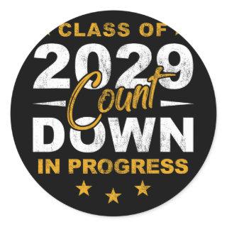Class Of 2029 Count Down Graduating Fun First Day  Classic Round Sticker