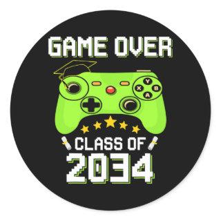 Class of 2034 Game Over Senior Video Games Gamer Classic Round Sticker