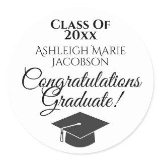 Class of Congratulations Graduate! Black & White Classic Round Sticker