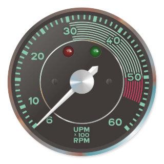 Classic 356 rev counter, old air-cooled sports car classic round sticker