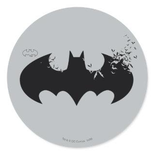 Classic Batman Logo Dissolving Into Bats Classic Round Sticker