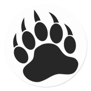 Classic Bear Paw/Claw in black and white -Sticker Classic Round Sticker