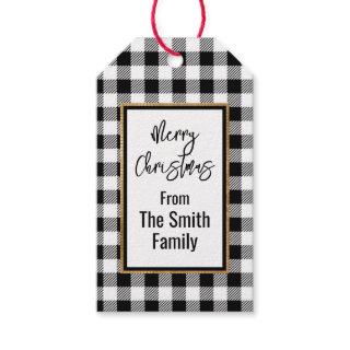 Classic Black and White Buffalo Check   Gift Tags