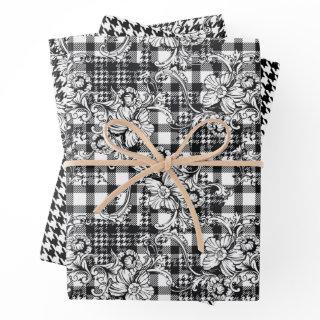Classic Black and White Ornaments Houndstooth   Sheets