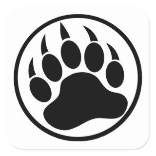 Classic Black bear claw inside a black ring Square Sticker