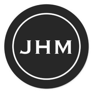 Classic Black & White Monogram Initials Classic Round Sticker