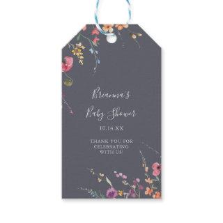 Classic Blue Wild Floral Baby Shower  Gift Tags