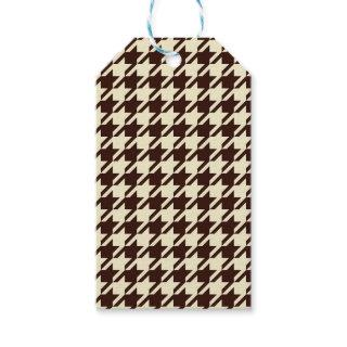 Classic Brown Ivory Pepita Houndstooth Pattern Gift Tags