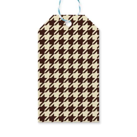 Classic Brown Ivory Pepita Houndstooth Pattern Gift Tags