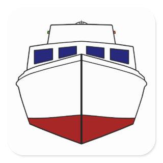 Classic Cabin Cruiser Fishing Boat Square Sticker