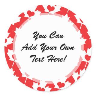 Classic Canadian Flag Maple Leaf with Heart Classic Round Sticker
