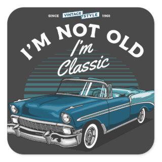 CLASSIC CAR CHEVY BEL AIR CONVERTIBLE 1956 SQUARE STICKER