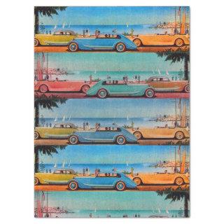 CLASSIC CARS ON THE SEASIDE ROAD TISSUE PAPER