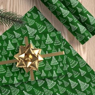 Classic Christmas Tree Pattern Green Sparkle