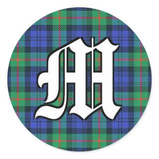 Classic Clan Murray Tartan Monogram Classic Round Sticker