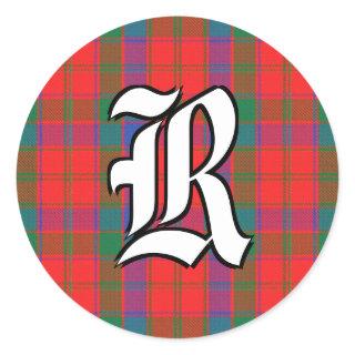 Classic Clan Robertson Tartan Monogram Classic Round Sticker